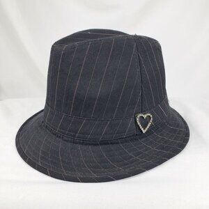 Black women’s fedora hat with pink Pinstripe